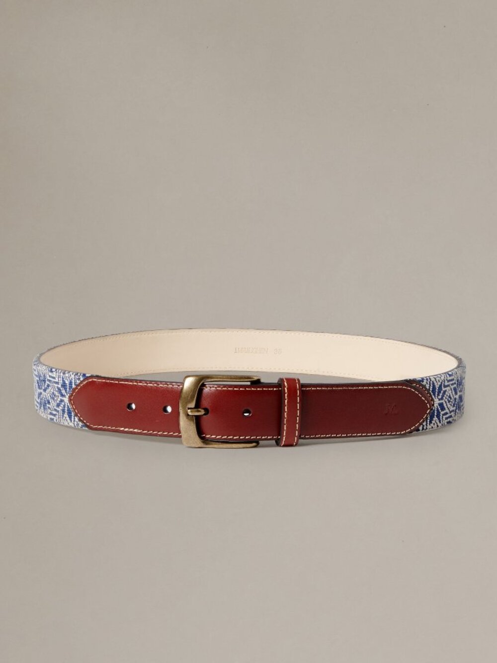 J McLaughlin Needlepoint Belt in Snow Drift - Navy/White NEW